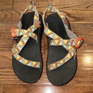 Chaco Kids Sandals with Orange and Yellow Pattern
